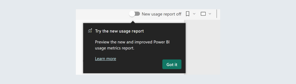 New Usage metrics report