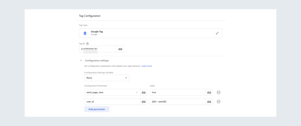 Insert the User ID variable in the Google Tag